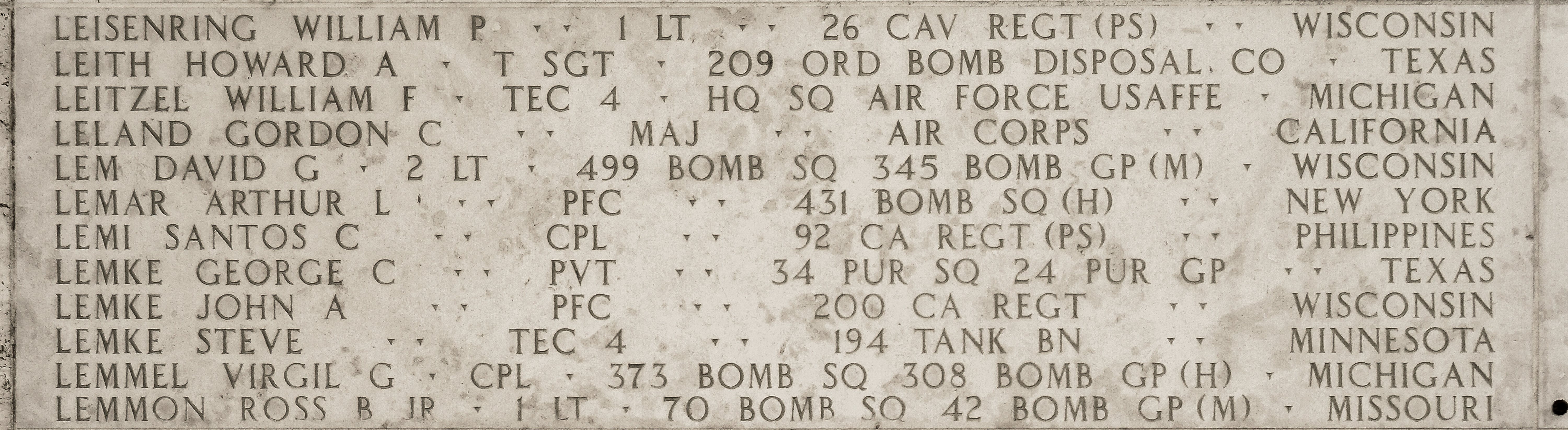 Harold J. Lemons, Technical Sergeant